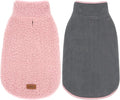 cyeollo Warm Dog Sweater Coat Jacket Thickened Thermal Sherpa Sweaters Reversible Fleece Vest Pet Clothes for Cold Weather Winter Dog Coats for Small Dogs Girl, Pink M