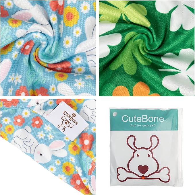 CuteBone Dog Shirts 2-Pack St.Patrick's Day & Easter Soft Pet Clothes Breathable Summer Vest for Small Puppy and Stretchy Cat Apparel 2BX12L