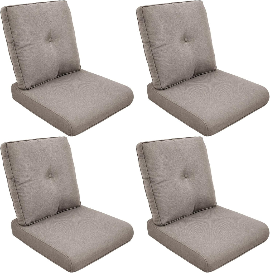 Patio Cushions for Outdoor Furniture - 22" x 25" x 4" UV Resistant Thick Foam Cushions Water Resistant Replacement Cushion for Outdoor Patio Furniture Chair/Sofa/Couch | Grey | 4-Pack |