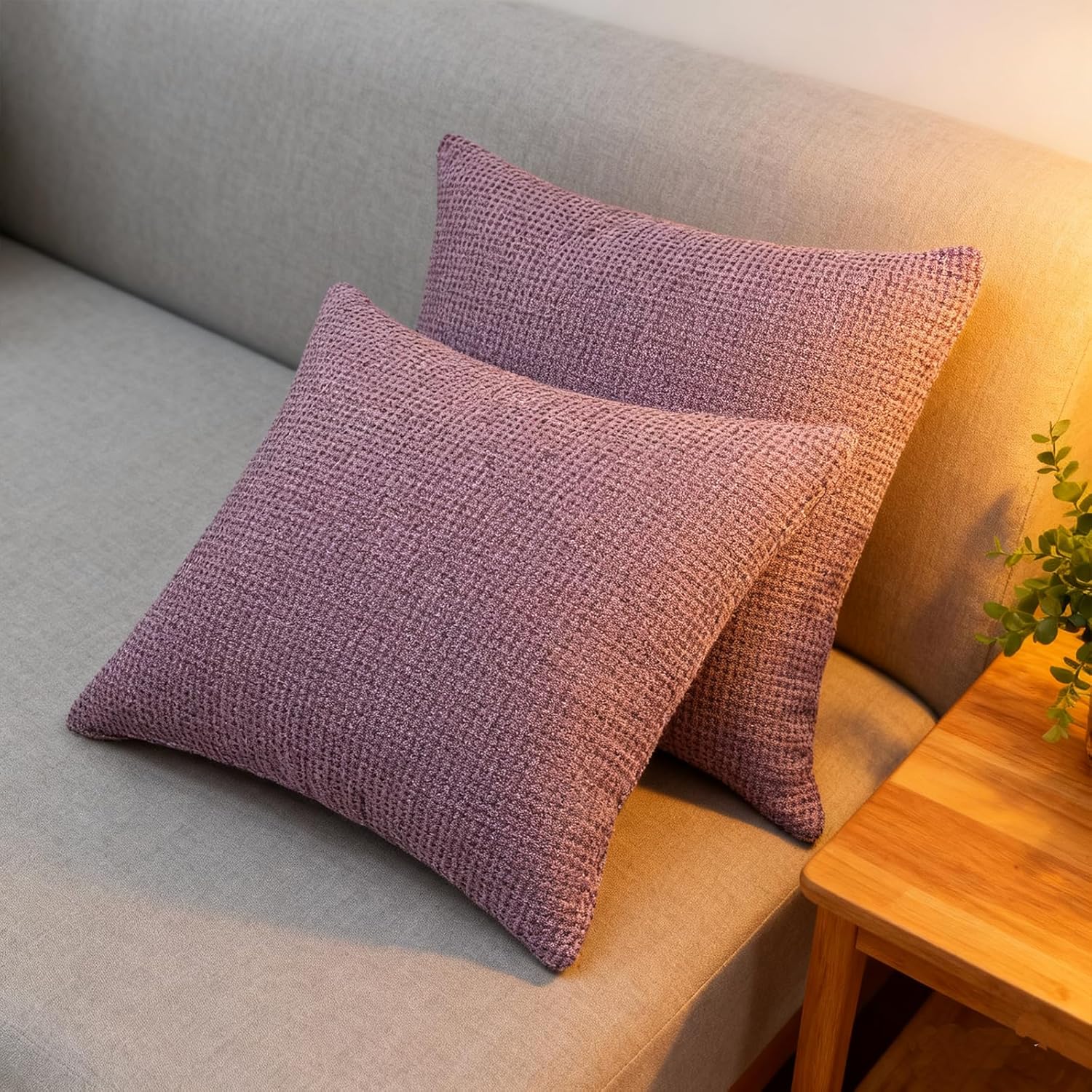 Throw Couch Pillow with Insert 18x18 Inches Set of 2 Square, Cute Modern Home Fall Decor for Living Room Sofa Bed Cushion Accent Case, Anthropologie Style Home Decor (Romantic Pink #P2-21)