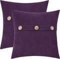 HWY 50 Purple Chenille Throw Pillow Covers 20x20 Inch with Triple Buttons, Soft Farmhouse Accent Decorative Cushion Cases for Couch Sofa Bed Living Room Pack of 2