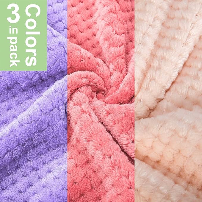 POMIU Dog Sweater, Dog Sweaters for Small Medium Dogs or Cat, Warm Soft Flannel Pet Clothes for Dogs Girl or Boy, Dog Shirt Coat Jacket (Peach+Purple+Rose, Small)