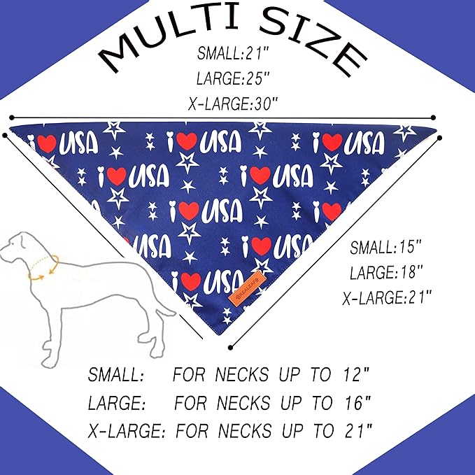 Realeaf 4th of July Dog Bandanas 2 Pack, Triangle Reversible American Flag Pet Patriotic Scarf for Boy and Girl, Premium Durable Fabric, USA Bandana for Small and Medium Dogs (Small)