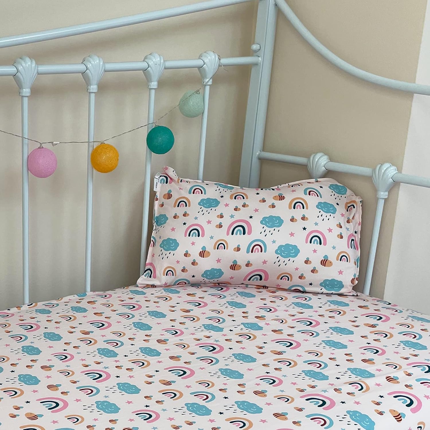 ALVABABY Toddler Pillowcases Fits 13 x 18,12x 16 Kids Pillow, 2 Pack Stretchy Soft Baby Pillow Cover Envelope Kids Pillowcases for Boys Girls Rainbow 2TPE04