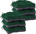 Chair Cushions for Dining Chairs, Seat Cushions for Kitchen Chairs, Indoor Seat Cushions with Ties, Tufted Foam Chair Pads, Non Slip Chair Cushions Set of 6, 15.5" x 15.5" x 4", Dark Green