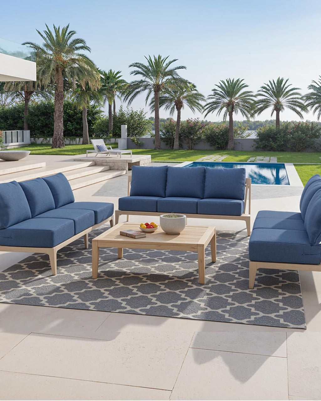 Luxury 24x24x6 Inch Outdoor Cushions - Water&UV&Fade Resistant 1 Set Deat Seat Patio Furniture Cushion for Wicker Dining Rocking Swivel Chairs Loveseat Couch Sectional Sofa - Navy Blue