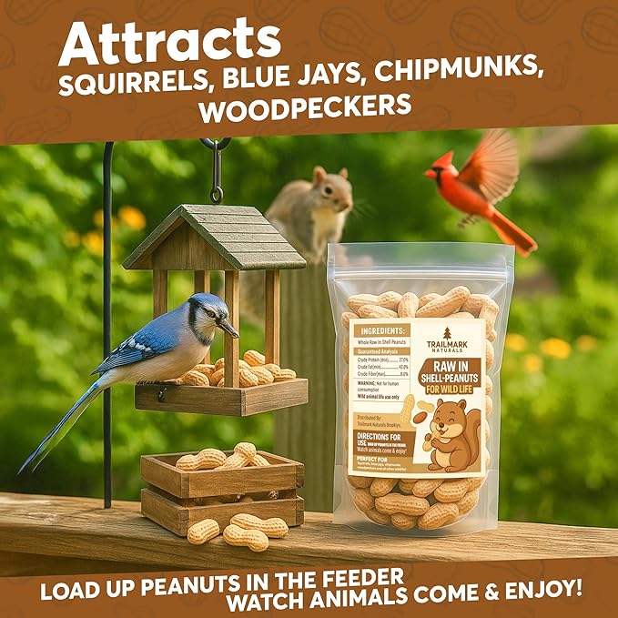 25 LB - Raw Peanuts For Squirrels, Raw In Shell Peanuts For Birds and Wildlife- Squirrel Food, Wild Bird Seed - Grown in The USA