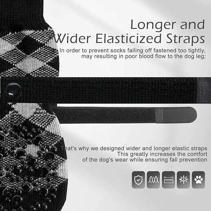 EXPAWLORER Anti Slip Dog Socks to Prevent Licking Paws, Dog Shoes for Hot Pavement, Dog Booties for Small Medium Large Senior Dogs, Traction Control Dog Boots & Paw Protectors for Hardwood Floors