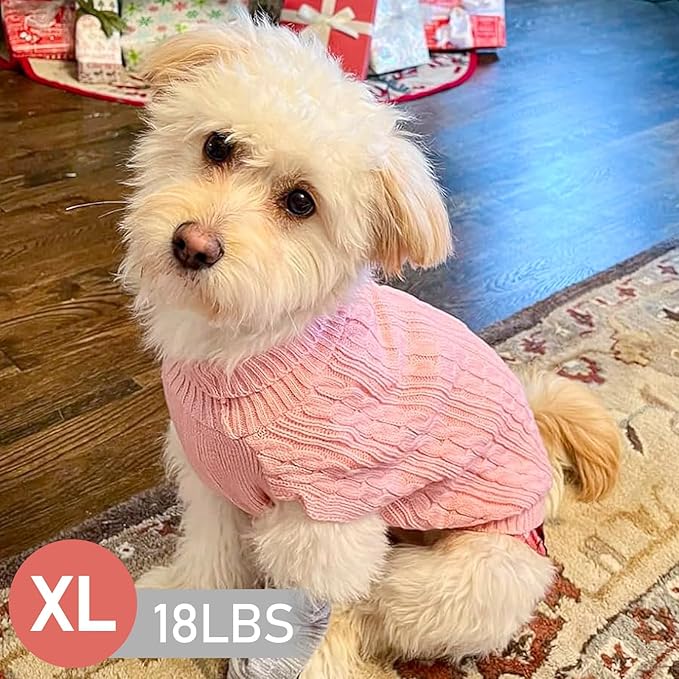 KYEESE Dog Sweater Stretchy Knitwear Cat Clothes with Gingham Patchwork Soft Pullover Dog Sweaters for Medium Dogs Girl Thick Pet Coat for Fall Winter Cold Weather Warm Turtleneck Medium Dogs Sweater