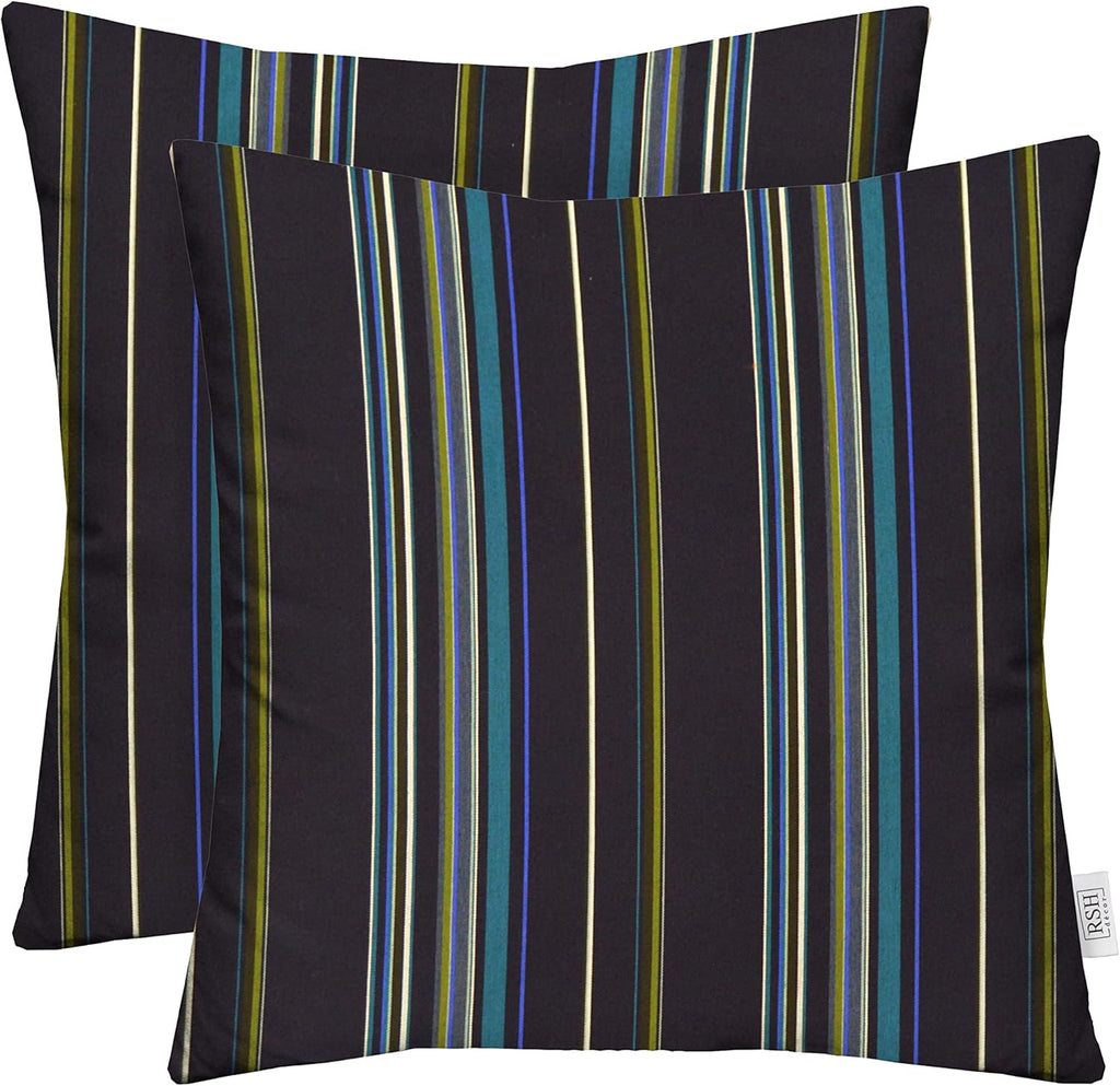 RSH DECOR: Sunbrella Square Throw Pillows Set of 2 | 20" x 20" | Water and Fade-Resistant Performance Fabric | Outdoor Pillow Covers with Down-Alternative Inserts | Stanton Lagoon