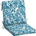 Arden Outdoor Midback Chair Cushion, 18 x 16.5, Rain-Proof, Fade Resistant Aqua Blue Fusion Floral