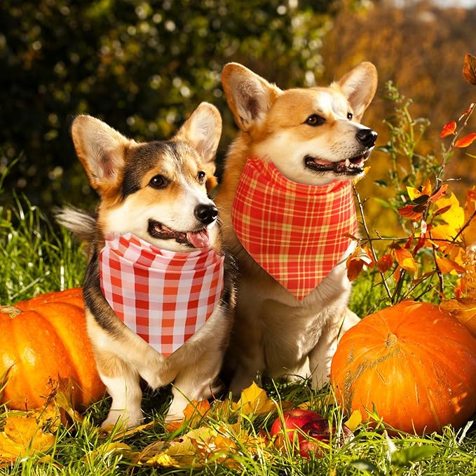 Abbylike 100 Pcs Fall Plaid Dog Bandanas Bulk Autumn Bandanas for Dogs Triangle Kerchief Bibs Scarf for Small Medium Large Pets Thanksgiving Costume Photo Props Accessories Pet Shops, 25 Styles