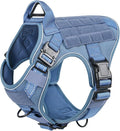 rabbitgoo Tactical Dog Harness for Large Dogs, No Pull Upgraded Reflective Heavy Duty Molle Vest with Handle, Adjustable Military Service Dog Vest for Walking Hiking Training, Blue, L