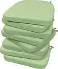 AAAAAcessories D-Shaped Chair Cushions, 2" Thick Dining Chair Pads with Ties and Removable, Machine-Washable Cover, 17" x 16", Set of 8, Pear Green