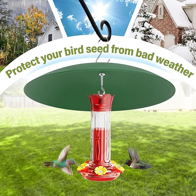 13" Bird Feeder Rain Cover,Bird Feeder Dome,Hummingbird Feeder Squirrel Guard,Proof Bird Feeders Baffle, (Green), 2Pack