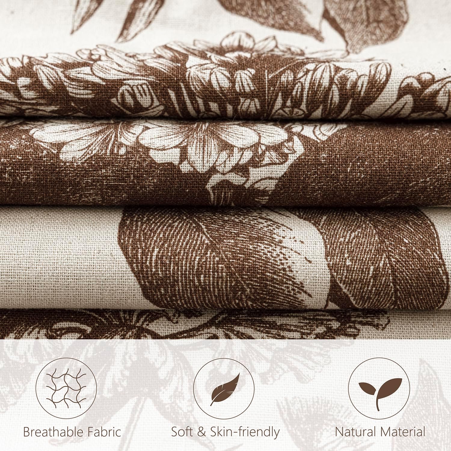 Foindtower Set of 2 Linen Floral Throw Pillow Covers Neutral Vintage Print Decorative Cushion Covers Farmhouse Boho Home Decor for Sofa Chair Couch Bedroom Living Room,20×20 Inch,Dark Brown