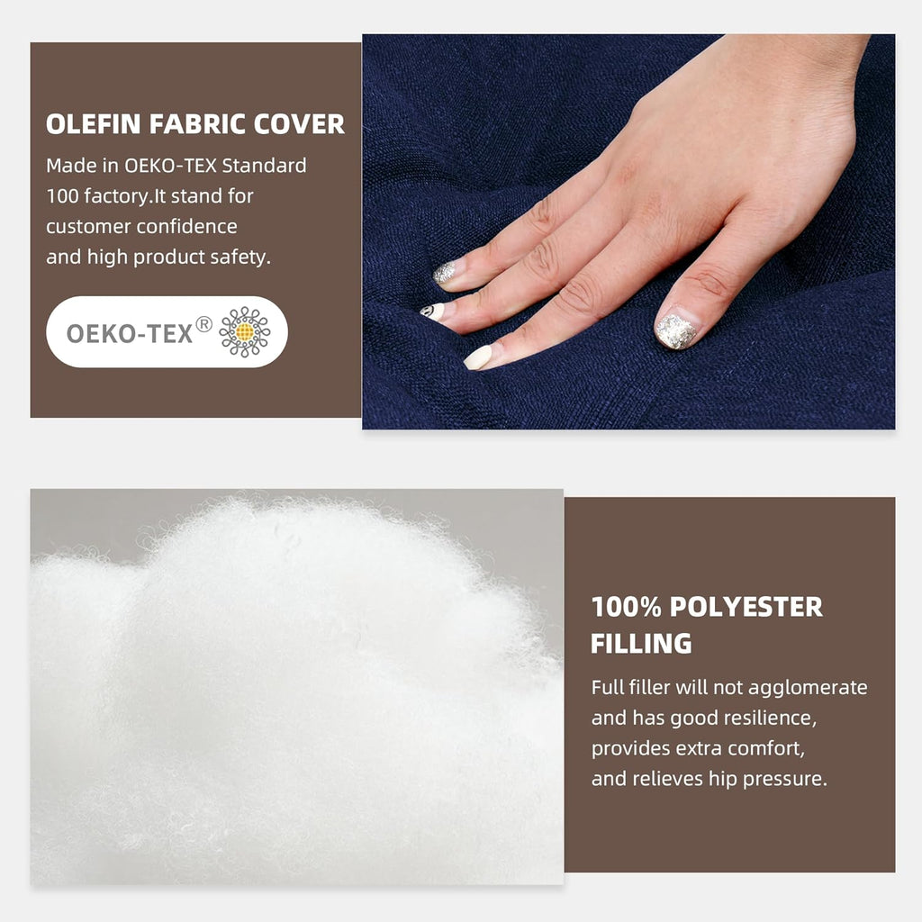 RACE LEAF 4 Pack 19x19 Patio Chair Cushions, Thickened Waterproof Cushions with Stain Resistant Cover and Non-Slip Ties (Navy)