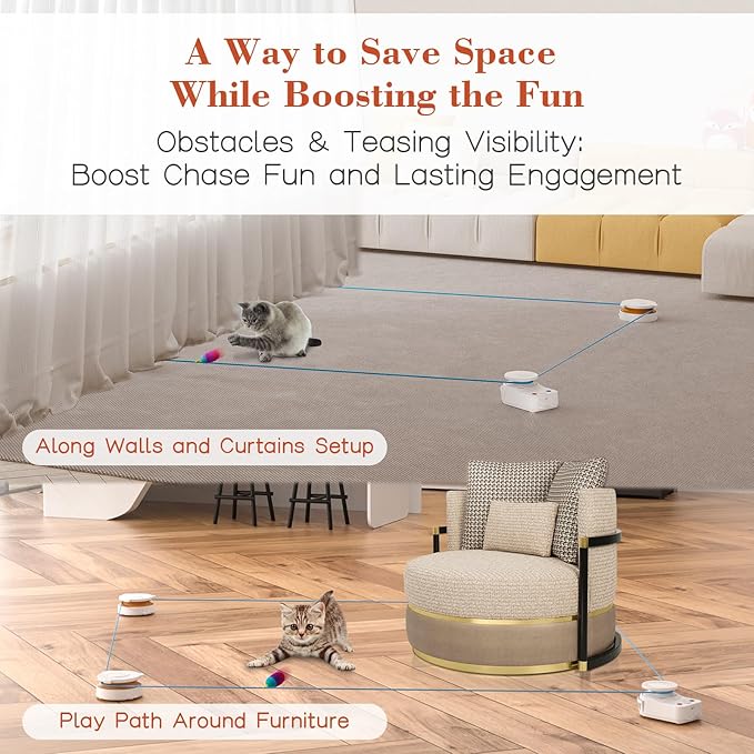 Interactive Cat Toy for Indoor Cats – Automatic Moving & Enrichment Toy for Indoor Cats/Kitten, Auto/Manual Control Cat Treadmill for Exercise & Mental Stimulation, Stimulating Chase Toys (H1K3)