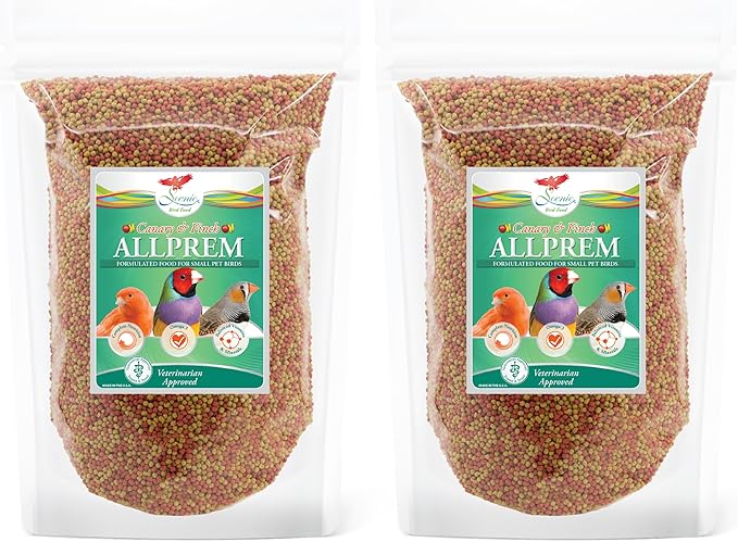 Scenic Allprem Canary and Finch Bird Food | Formulated Diet | Apple and Corn Flavor (2 lb (Pack of 2))