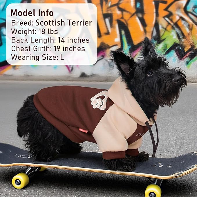 KYEESE Dog Hoodie Stretchy Pet Sweatshirt with Drawstring Soft Dog Clothes for Small Dogs Dogs Winter Coat for Cold Weather Comfort Cat Sweater Cat Coat with Leash Hole Warm Pet Clothes