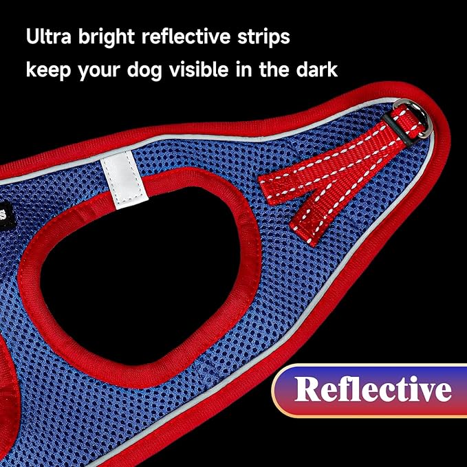 YIMEIS Dog Harness and Leash Set, No Pull Soft Mesh Pet Harness, Reflective Adjustable Puppy Vest for Small Medium Large Dogs, Cats (Red & Blue, X-Small (Pack of 1)