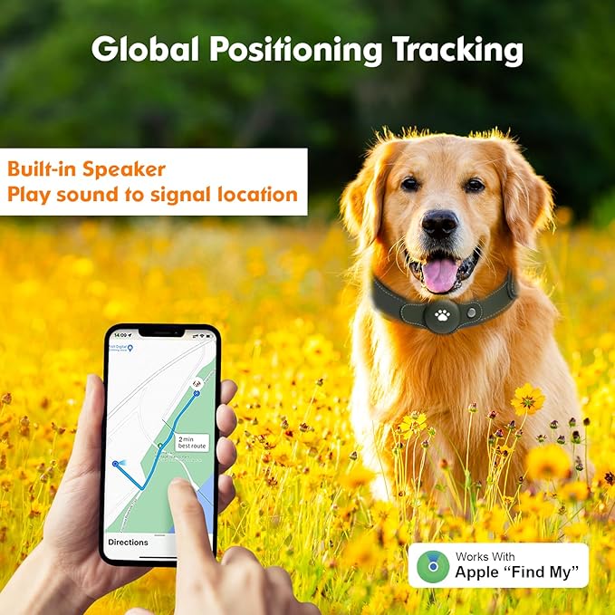 BONSO 2-in-1 GPS Tracker for Dogs: Smart Collar with Real-Time Location, No Monthly Fee, Unlimited Range (iOS Only) GPS Tracker Dog Collar- Ideal for Small, Medium Large Dogs(Tracker Included)(Green)