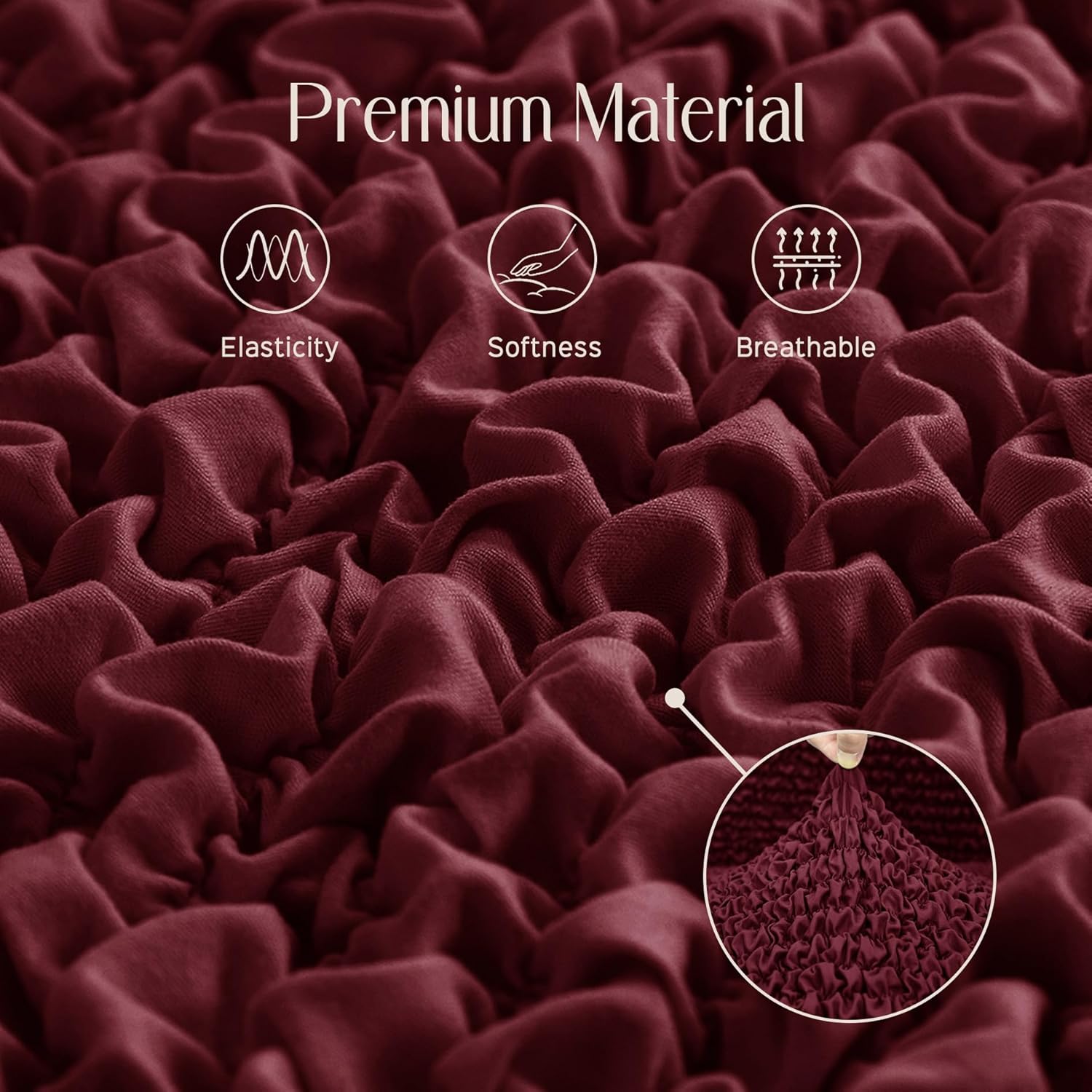 Throw Pillow Covers 18x18 Inch Solid Stretch Flexible Size Decorative Pillow Covers 20x20 Inch with Hidden Zipper Farmhouse Square Cushion Case for Couch Sofa Bed (Pack of 1, Burgundy)