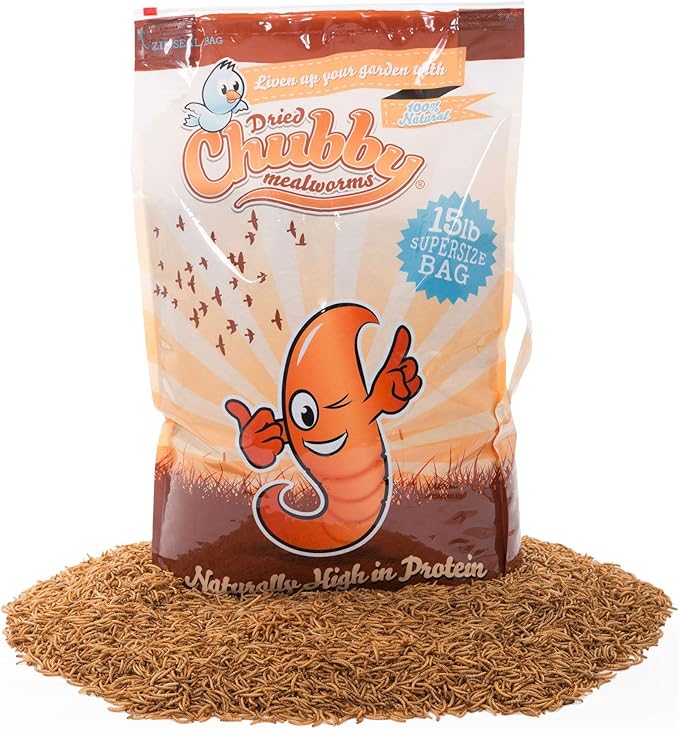 15Lbs Chubby Dried Mealworms Premium Mealworms Large Resealable Bag with Handle