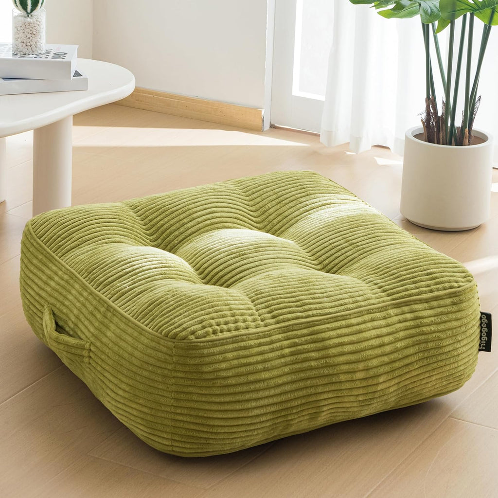 8" Washable Floor Pillow Cushion for Adults, Meditation Cushion Pillow, Large Square Floor Sitting, Removable Tufted Corduroy Cover, for Tatami Living Room or Yoga, 22x22 Inch, Machine Washable