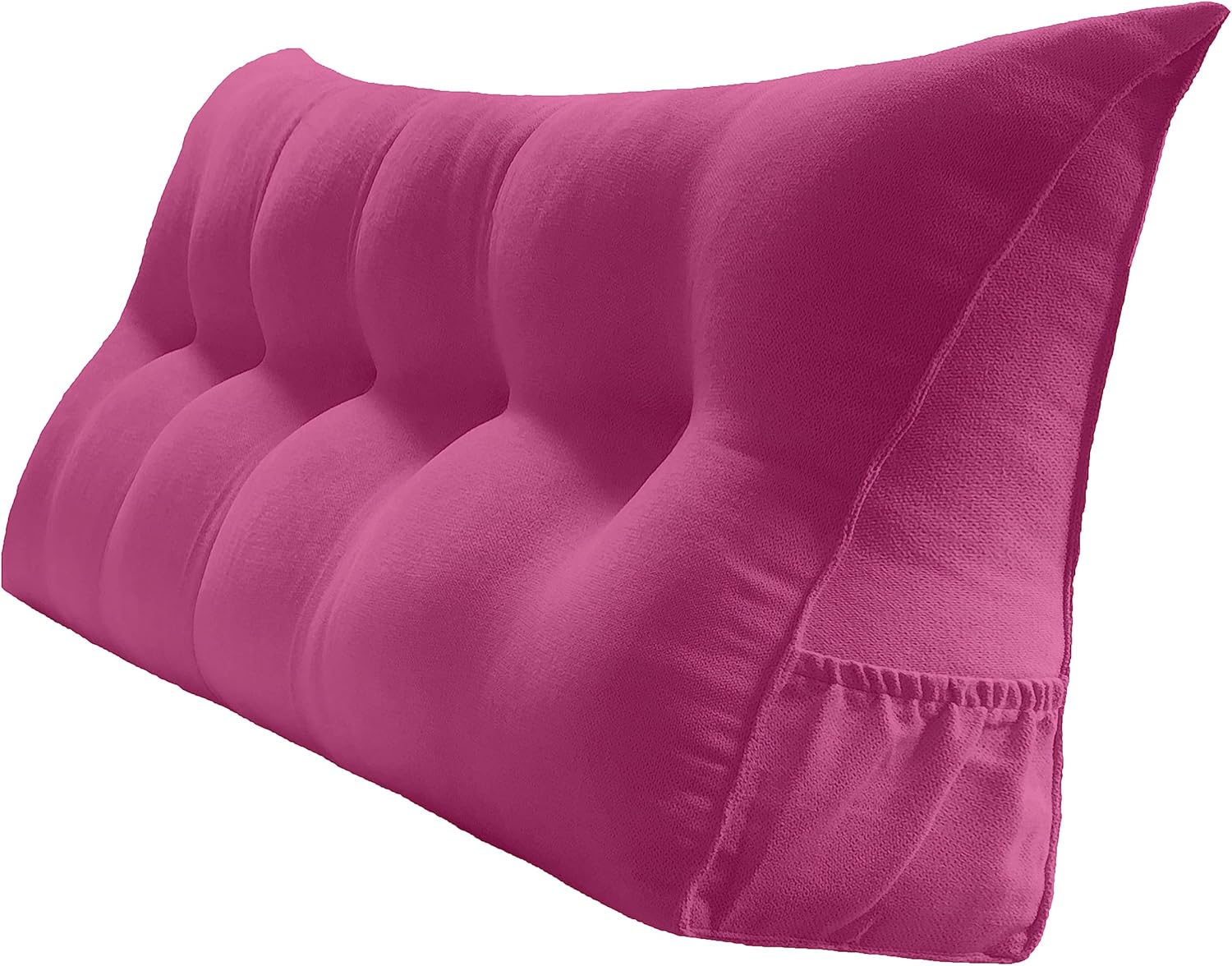 Triangular Reading Bed Rest Pillow Large Bolster Cushion Headboard Backrest Wedge Pillow with Removable Cover and Two Large Side Pockets (Magenta, King: 78 x 8 x 20 inches)