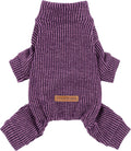 Fitwarm Mock Neck Knitted Dog Pajamas, Warm Winter Clothes for Small Dogs Boy Girl, Pet Onesie, Purple, Large