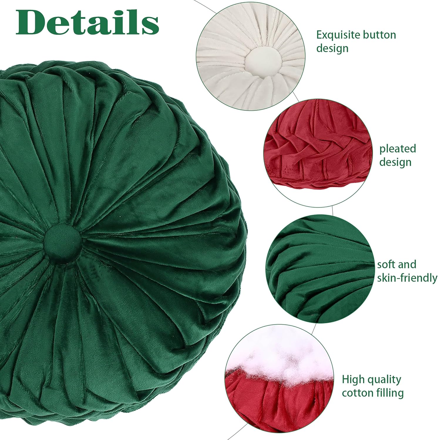 Yerliker 6 Pcs Floor Pillow Cushions 15inch Round Velvet Throw Pillows Colorful Flexible Cushions Alternative Pillows for Couch Chair Living Room Bedroom Home Office Decor(Christmas Color)