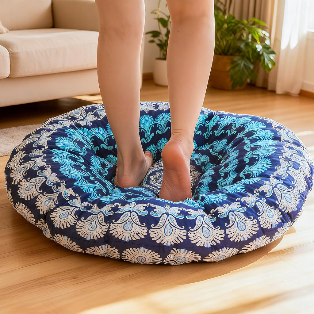 35" Large Mandala Floor Cushion Round Meditation Floor Pillow Cushion for Adults Oversized Playroom Pillows Reading Nook Big Pillow for Sitting Yoga Living Room Sofa Balcony