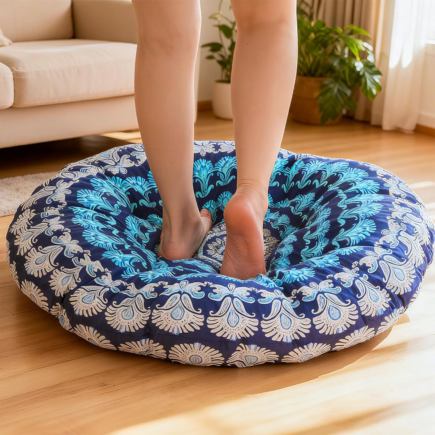 35" Large Mandala Floor Cushion Round Meditation Floor Pillow Cushion for Adults Oversized Playroom Pillows Reading Nook Big Pillow for Sitting Yoga Living Room Sofa Balcony