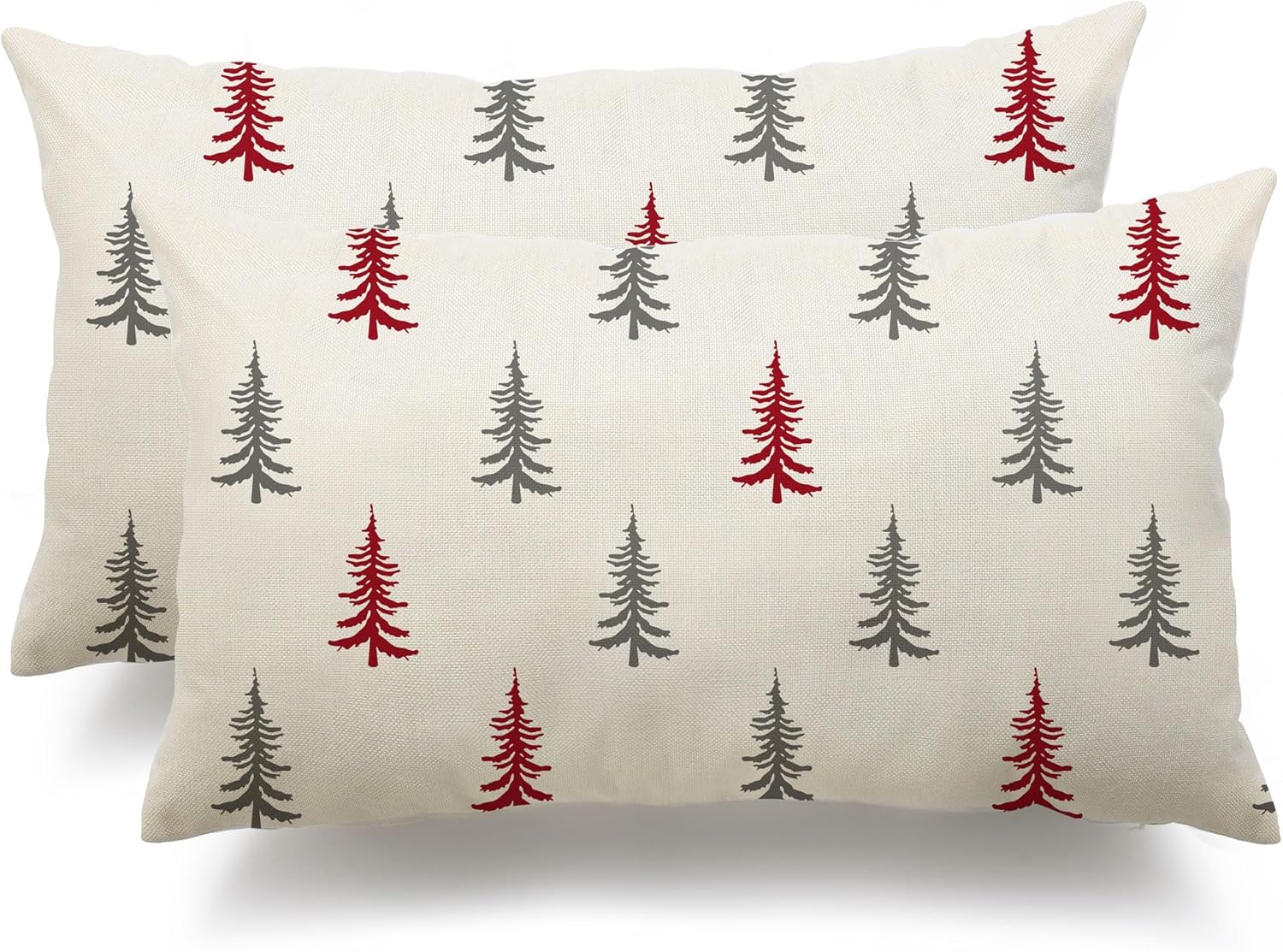 DFXSZ Christmas Pillow Covers 12x20 inch Set of 2 Christmas Tree Decorative White Throw Pillow Covers Winter Famliy Decoration for Home Couch TH-30G12