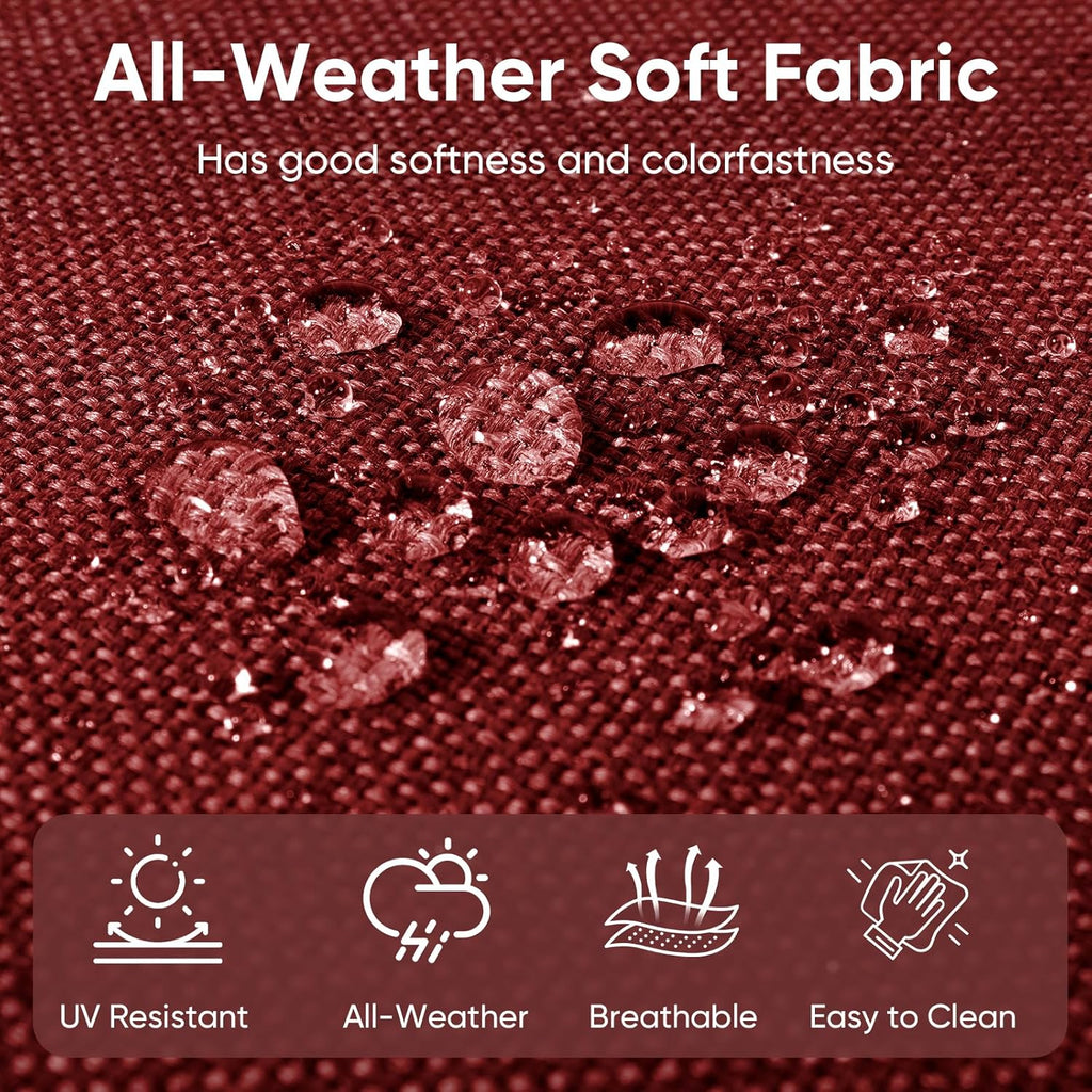 Patio Chair Cushions 5 Packs - Outside 22x24 High Back Water-Resistant Cushion with Zipper Cover for Outdoor Glider Rocking Chairs Loveseat 3-seat Couch Sofa – Red/Buckle