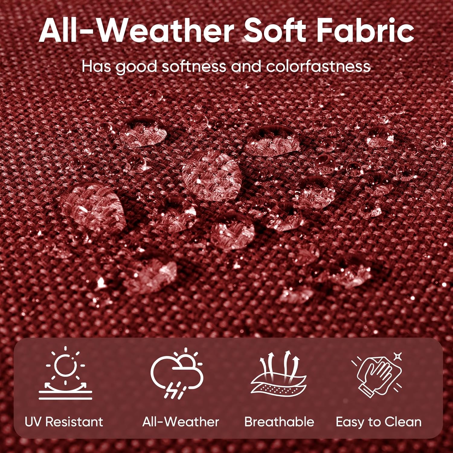 Patio Chair Cushions 5 Packs - Outside 22x24 High Back Water-Resistant Cushion with Zipper Cover for Outdoor Glider Rocking Chairs Loveseat 3-seat Couch Sofa – Red/Buckle