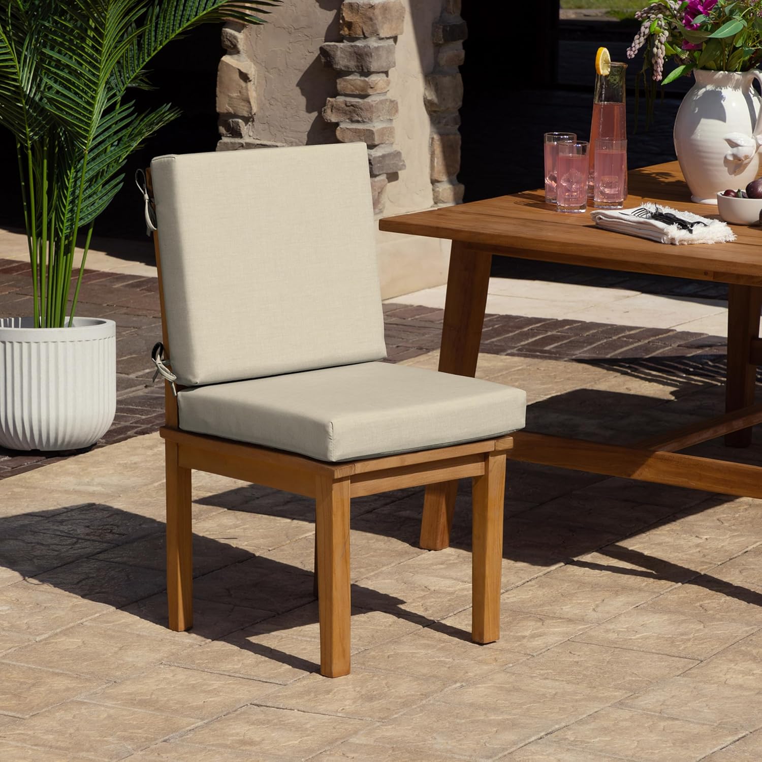 Arden Foam Outdoor Dining Chair Cushion, 20 x 20, Made with ProFoam, Rain-Proof, Fade Resistant, Tan Leala