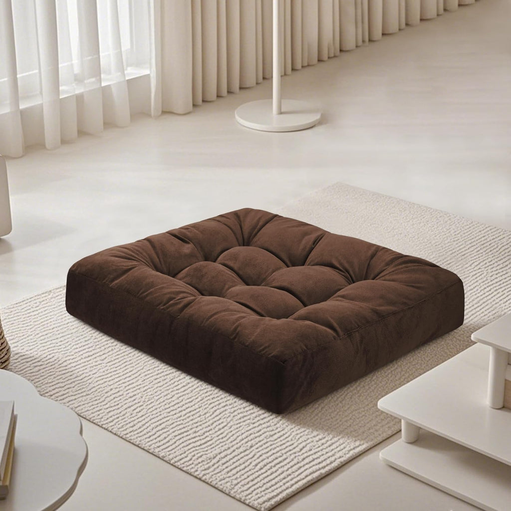 Meditation Floor Pillow 22×22 Inch 1 Pack Large Floor Cushions for Adults Square Tufted Corduroy Floor Pillows for Yoga Living Tatami Room Coffee