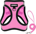 Dog Harness and Leash Set, Dog Harness for Dogs No Pull, No-Chock Step-in Reflective Breathable Lightweight Easy Walk Vest Harnesses with Safety Buckle for Small Medium Dogs, Cats (Pink, L)