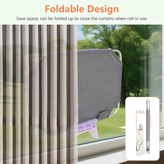 Cat Window Perch for Small Window,Cordless Cat Window Hammock,Cats Seat for Windowsill,Foldable Cat's Windows Bed for Large Cats with Suction Visualization Pwerful Suction Cups