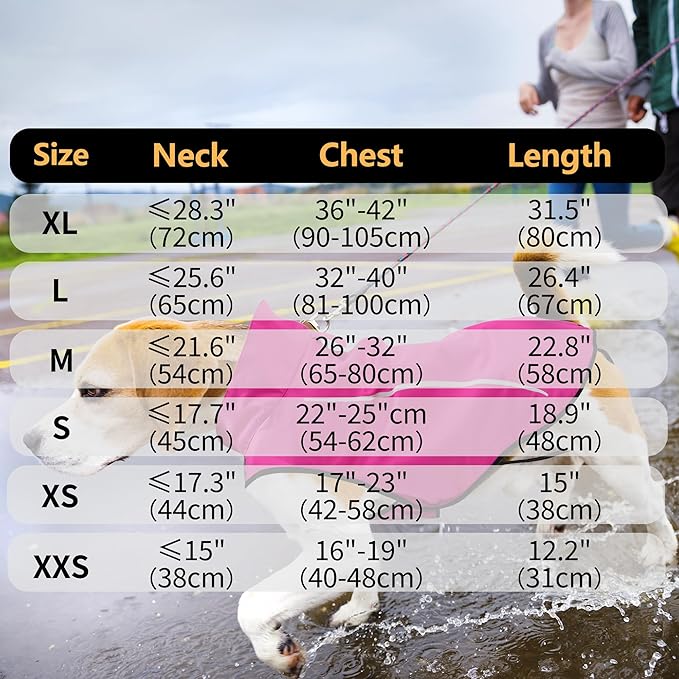 Mile High Life Dog Raincoat, Adjustable Waterproof Reflective Rain Jacket for Small Medium Large Dogs, Lightweight Breathable Pet Rain Coat with Leash Hole(Hot Pink,M Chest 26-32")