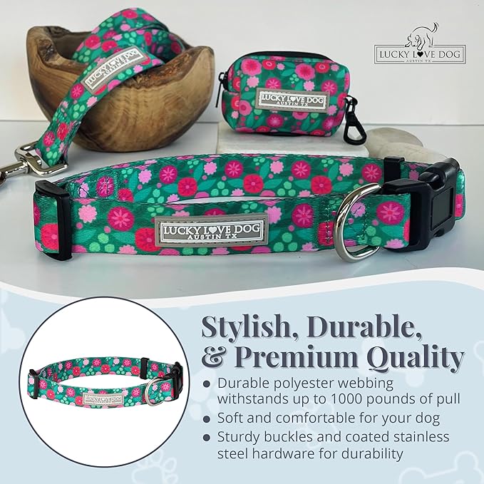 Lucky Love Dog - Adjustable Dog Collar with Easy Click Buckle for Small to Large Dogs, Durable, & Comfortable for Male & Female Dogs, Pet Collar for Puppies & Adult Ones - Penny, Medium