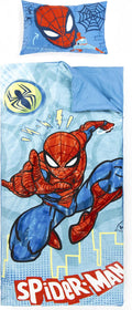 Jay Franco Kids Slumber Bag and Pillow - 54 x 27 Inch Comfy Indoor Sleeping Bag for School and Sleepovers, 2 Piece Set, Blue - Spiderman