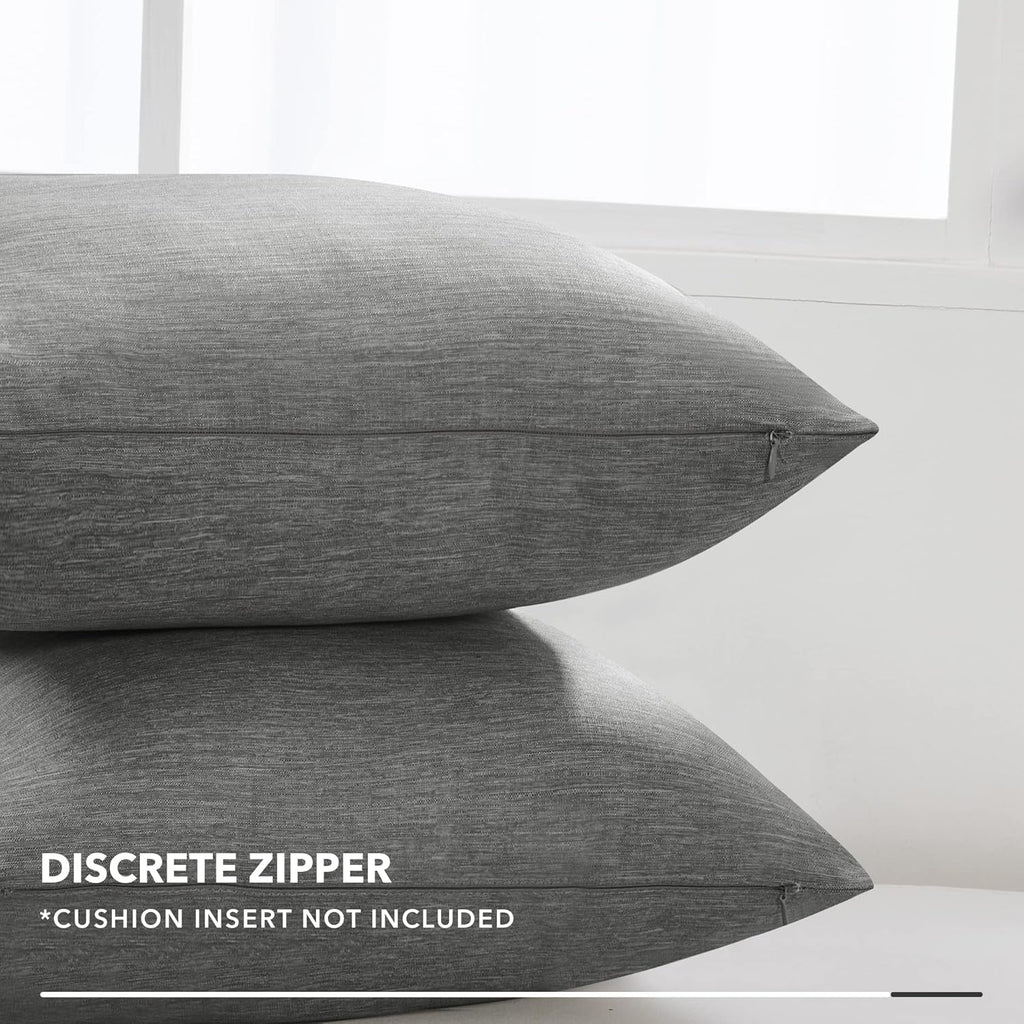 Deconovo Soft Cushion Covers Pillow Covers Faux Linen Pillow Covers with Invisible Zipper for Sofa 18x18 Inch Grey 4 Pcs Case Only No Insert