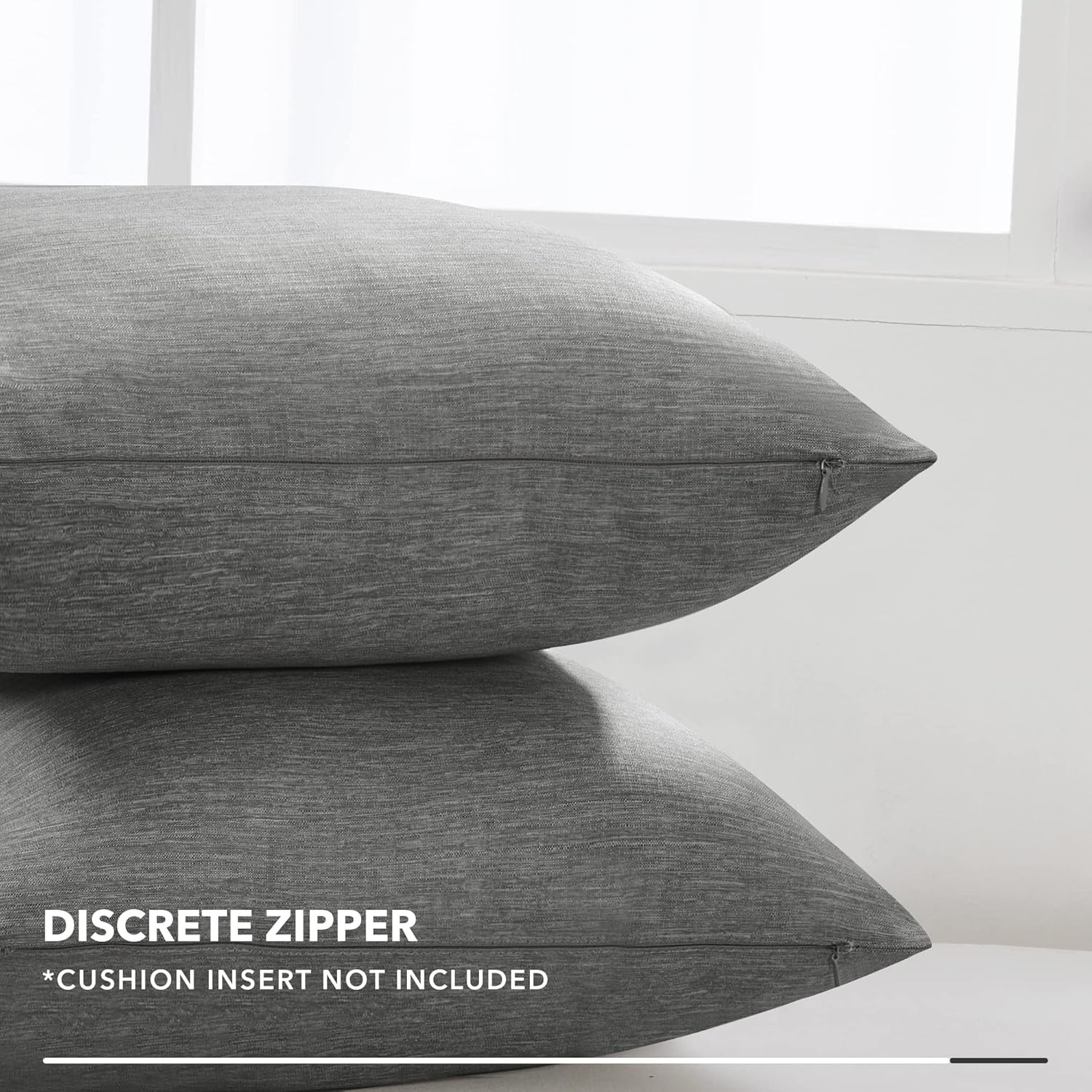 Deconovo Soft Cushion Covers Pillow Covers Faux Linen Pillow Covers with Invisible Zipper for Sofa 18x18 Inch Grey 4 Pcs Case Only No Insert