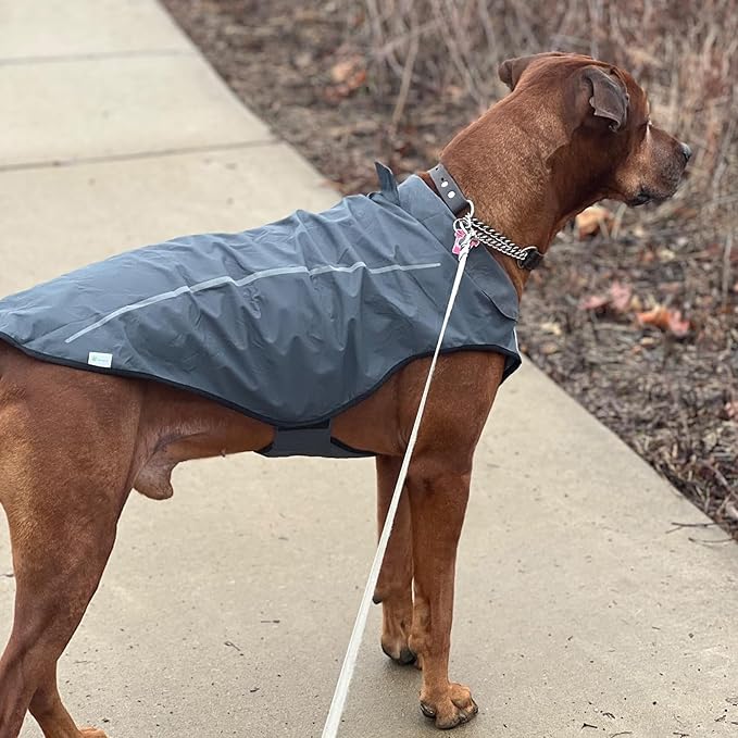 Mile High Life Dog Raincoat, Adjustable Waterproof Reflective Rain Jacket for Small Medium Large Dogs, Lightweight Breathable Pet Rain Coat with Leash Hole(Dark Gray,XXS Chest 16-19")