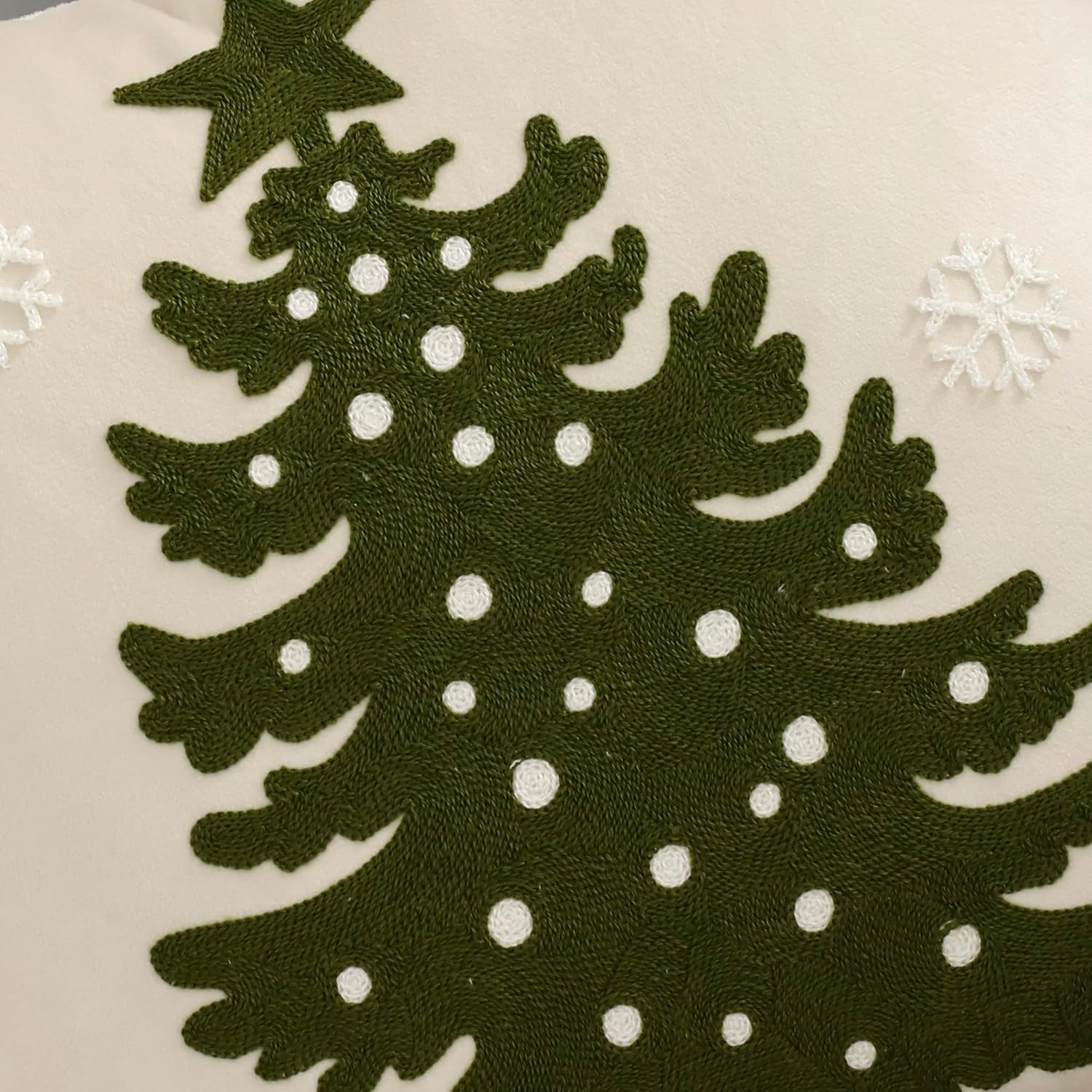 LUOYEHK Christmas Pillow Covers 18x18 Set of 2 Christmas Tree with Snowflakes Decorative Beige Pillow Cases Winter Holiday Velvet Embroidered Cushion Covers for Couch Sofa Bed