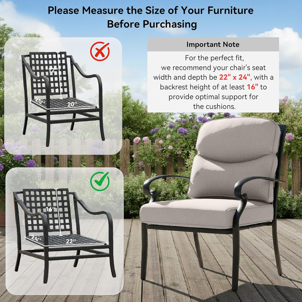 10-Piece Outdoor Patio Cushion Set - Fade & Water Resistant with Removable Olefin Cover, 22x24x4 Inch Memory Foam Cushions for Wicker Sectional Sofa – Beige/Crescent