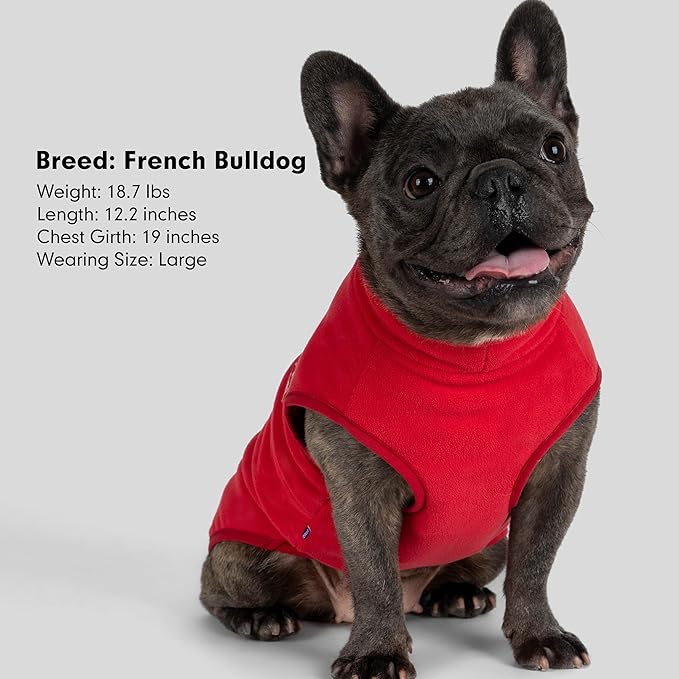 cyeollo 2XL Fleece Dog Sweater, Stretchy Pullover Fleece Vest with Turtleneck Dog Sweatshirt Warm Winter Clothes for Medium to Large Dogs Boy Girl Pet Apparel, Red XXL